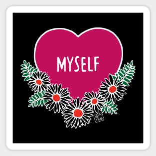 Myself Love Heart Daisies Sticker